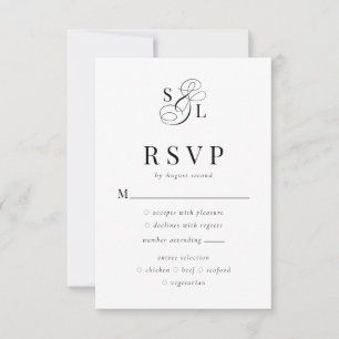 Elegant Classic Ampersand Monogram Wedding RSVP Card
