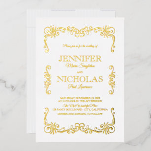 Elegant Classic and Vintage Formal Wedding Design Foil Invitation