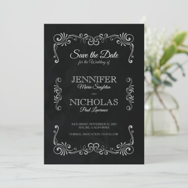 Elegant Classic and Vintage Formal Wedding Invitation (Standing Front)