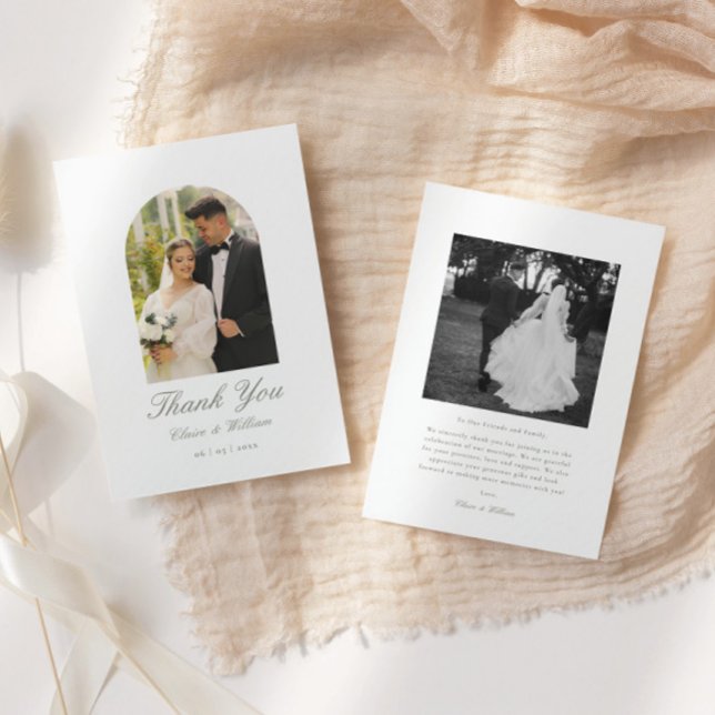 Elegant Classic Arch Photo Wedding Thank You Card (Creator Uploaded)