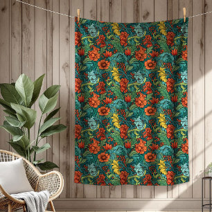Elegant Classic Arts & Crafts Iconic Morris Design Fleece Blanket