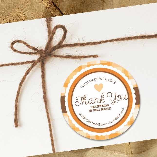 Elegant Classic Autumn Plaid Pattern Thank You  Round Sticker (Creator Uploaded)