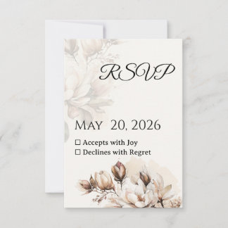Elegant Classic Beige Magnolia RSVP Card