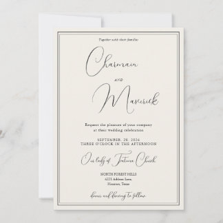 Elegant Classic Beige Wedding Invitation
