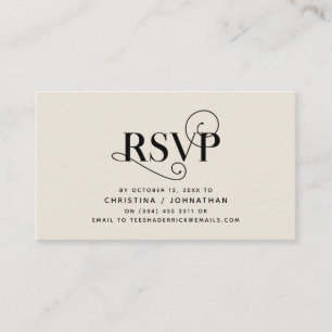 Elegant Classic, Black and Cream, RSVP respond Enclosure Card