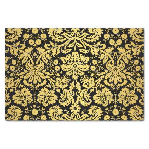 Elegant Classic Black and Gold Royal Damask Tissue Paper