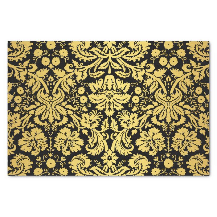 Elegant Classic Black and Gold Royal Damask Tissue Paper | Zazzle.com