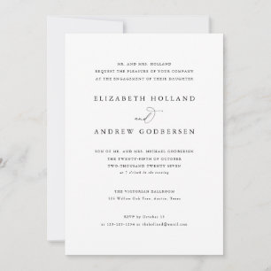 Elegant Classic Black And White Engagement Party Invitation
