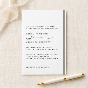 Elegant Classic Black and White Wedding Invitation