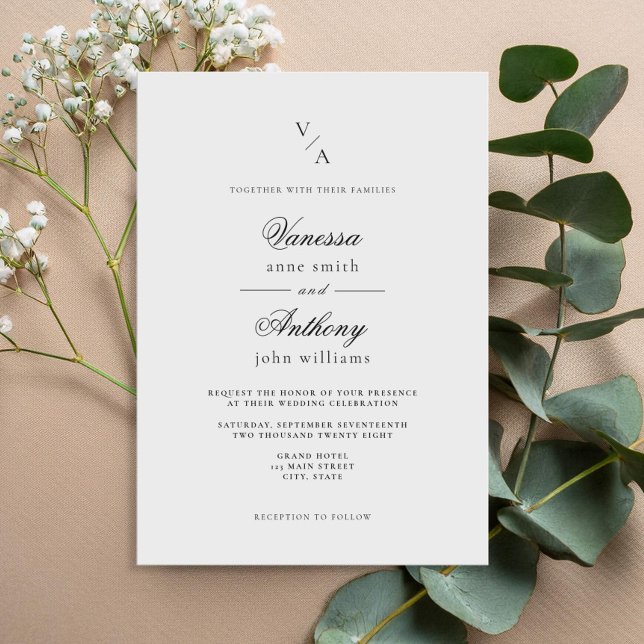 Elegant Classic Black and White Wedding Invitation (Creator Uploaded)