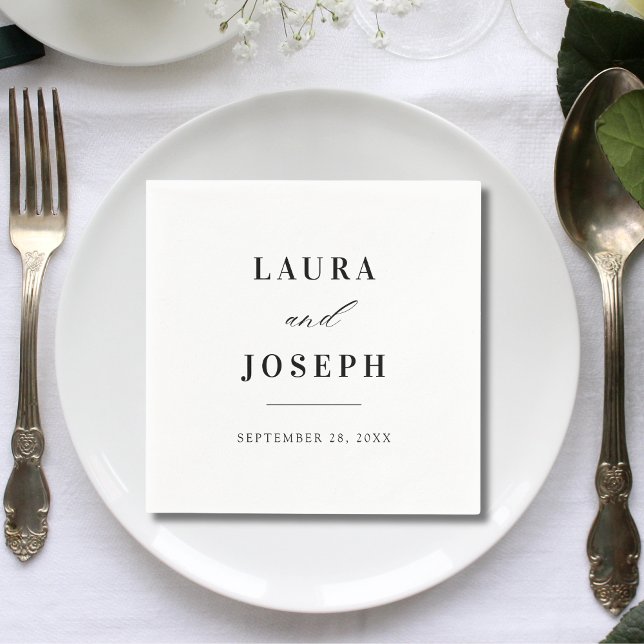 Elegant Classic Black and White Wedding Napkins (Creator Uploaded)