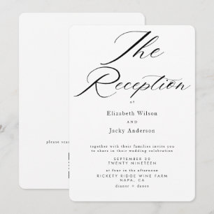 Elegant Classic Black and White Wedding reception Invitation
