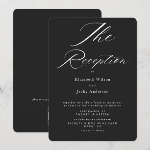 Elegant Classic Black and White Wedding reception Invitation