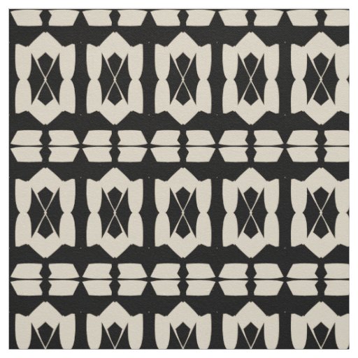 Elegant Classic Black & Beige Geometric Pattern Fabric