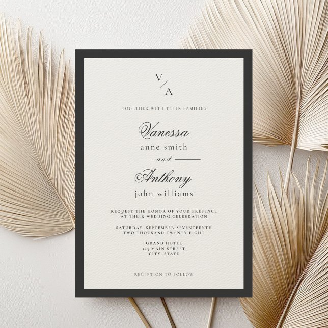 Elegant Classic Black & Ecru Wedding Invitation (Creator Uploaded)