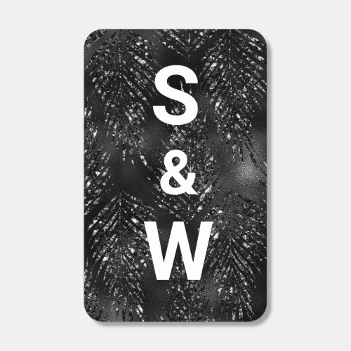 Elegant Classic Black Glitter Monogram Wedding Matchboxes