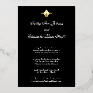 Elegant Classic Black Gold Foil Wedding Invitation