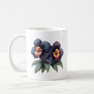 Elegant classic black orchid coffee mug