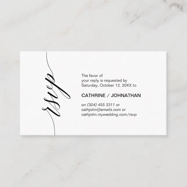 Elegant Classic, Black Script, Party RSVP Enclosure Card | Zazzle