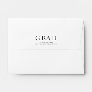 Elegant Classic Black Script White Graduation Envelope