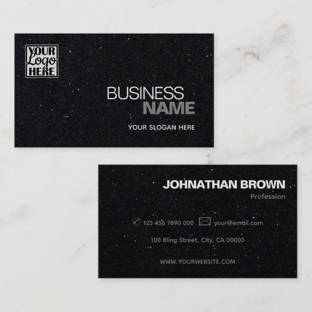 Elegant Classic Black Simple and Modern with Logo Business Card (Front/Back)