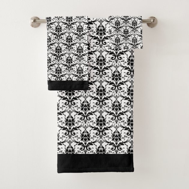 black and white bath towels