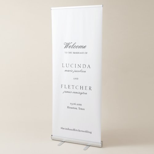 Elegant Classic Black White Formal Minimal Wedding Retractable Banner