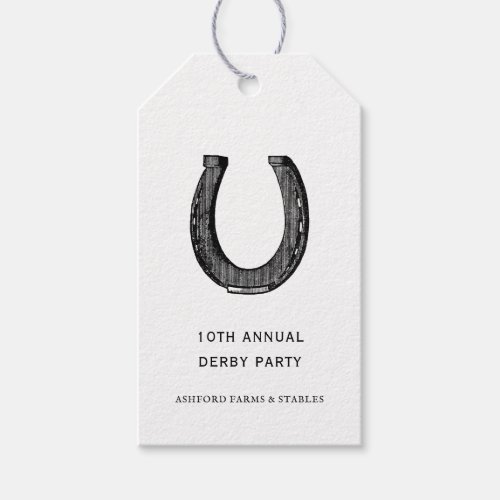 Elegant Classic Black White Horse Race Derby Party Gift Tags
