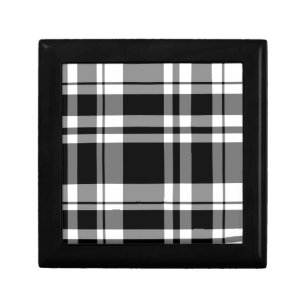 Elegant classic Black White Plaid Jewelry Box