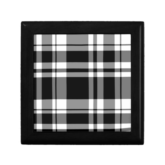 Elegant classic Black White Plaid Jewelry Box (Front)