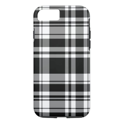 Elegant classic black white plaid pattern iPhone 87 case