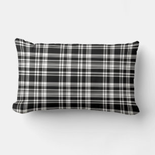 Elegant classic black white plaid pattern lumbar pillow