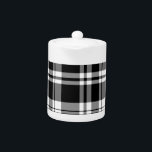 Elegant classic black white plaid pattern teapot<br><div class="desc">An elegant classic black and white plaid pattern</div>
