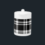 Elegant classic black white plaid pattern teapot<br><div class="desc">An elegant classic black and white plaid pattern</div>