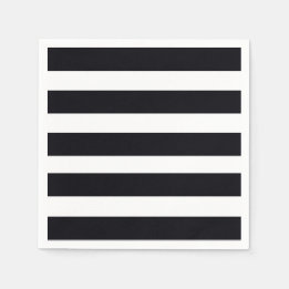 Elegant Classic Black & White Striped Chic Modern Paper Napkins