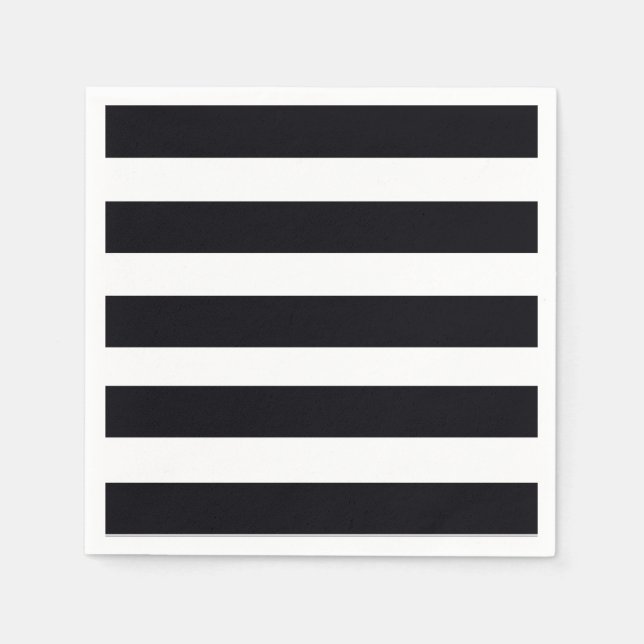 Elegant Classic Black & White Striped Chic Modern  Paper Napkins (Front)