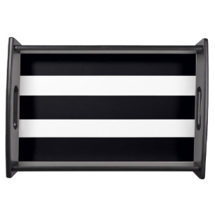 Elegant Classic Black & White Stripes Serving Tray