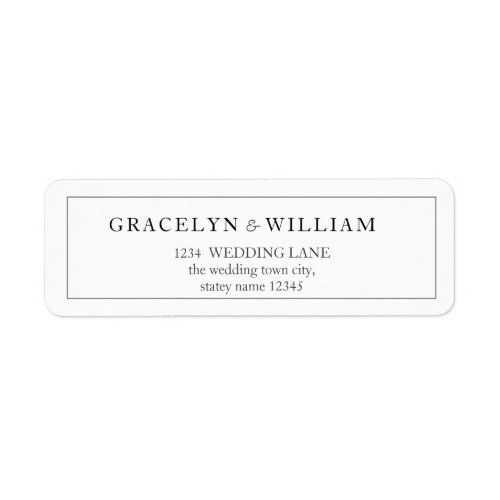 Elegant Classic Black  White Wedding Address Label