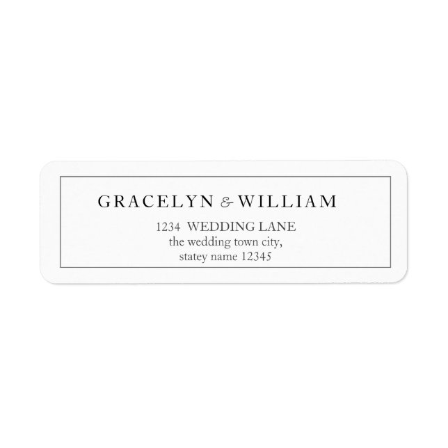 Elegant Classic Black & White Wedding Address Label (Front)