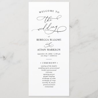 Elegant Classic Black & White Wedding Program | Zazzle