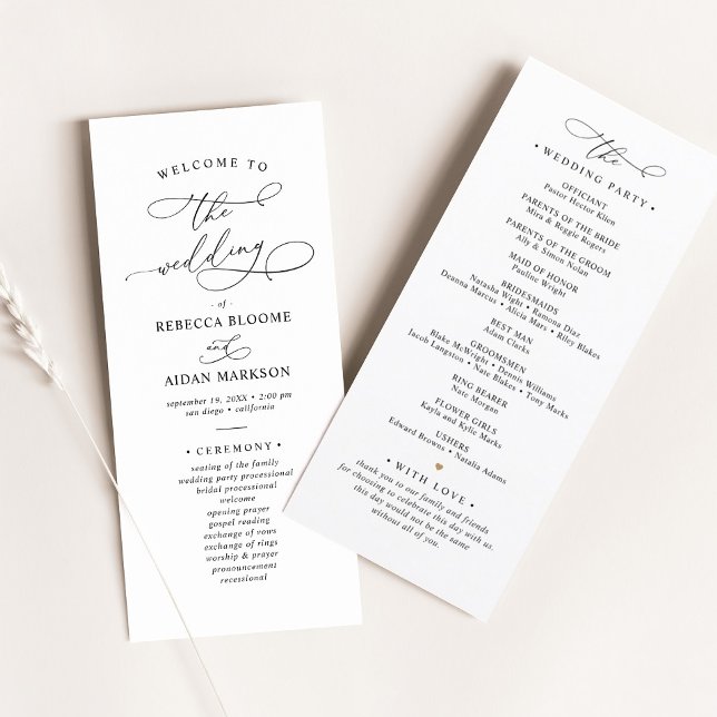 Elegant Classic Black & White Wedding Program (Creator Uploaded)