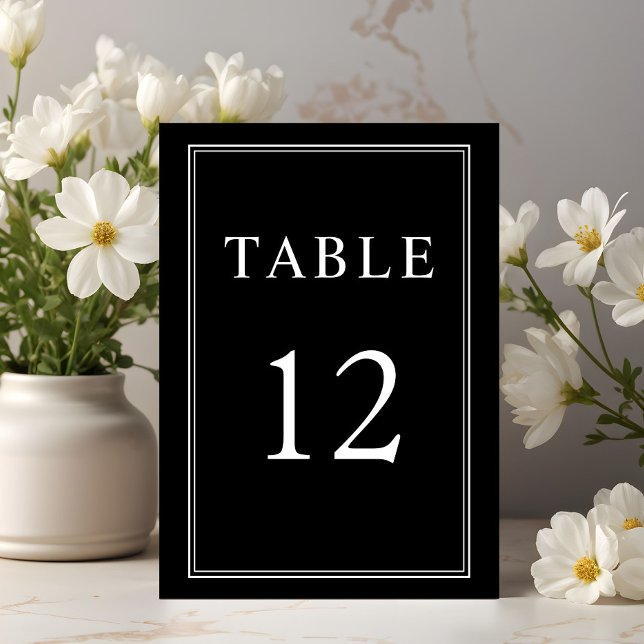 Elegant Classic Black White Wedding   Table Number (Elegant Classic Black White Wedding Table Number)