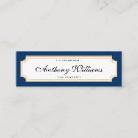 Elegant classic blue and gold graduation name card