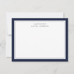 Elegant Classic Blue Double Border Personalised Note Card