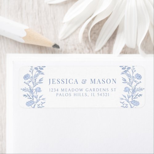 Elegant classic blue floral return address labels