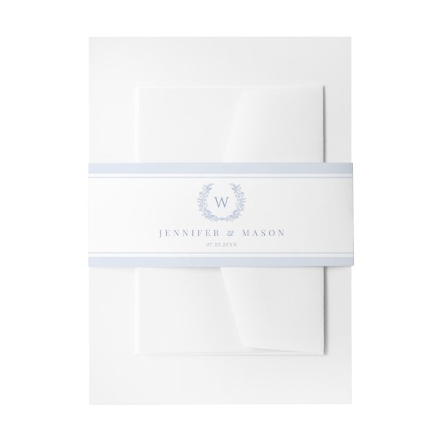 Elegant Classic Blue Floral Wedding Invitation Invitation Belly Band (Front Example)