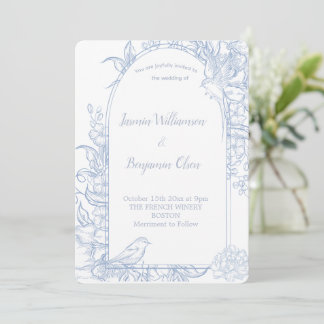 Elegant Classic Blue French Country Floral  Invitation