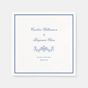 Elegant Classic Blue French Country Floral Wedding Napkins