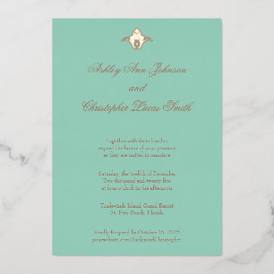 Elegant Classic Blue Gold Foil Wedding Invitation