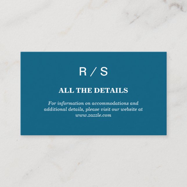 Elegant Classic Blue Monogram Enclosure Card (Front)